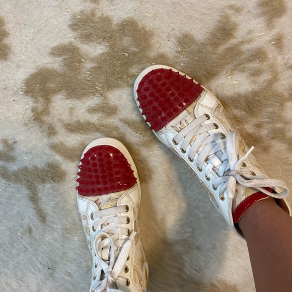Christian Louboutin Red and White High Tops - Picture 2 of 7